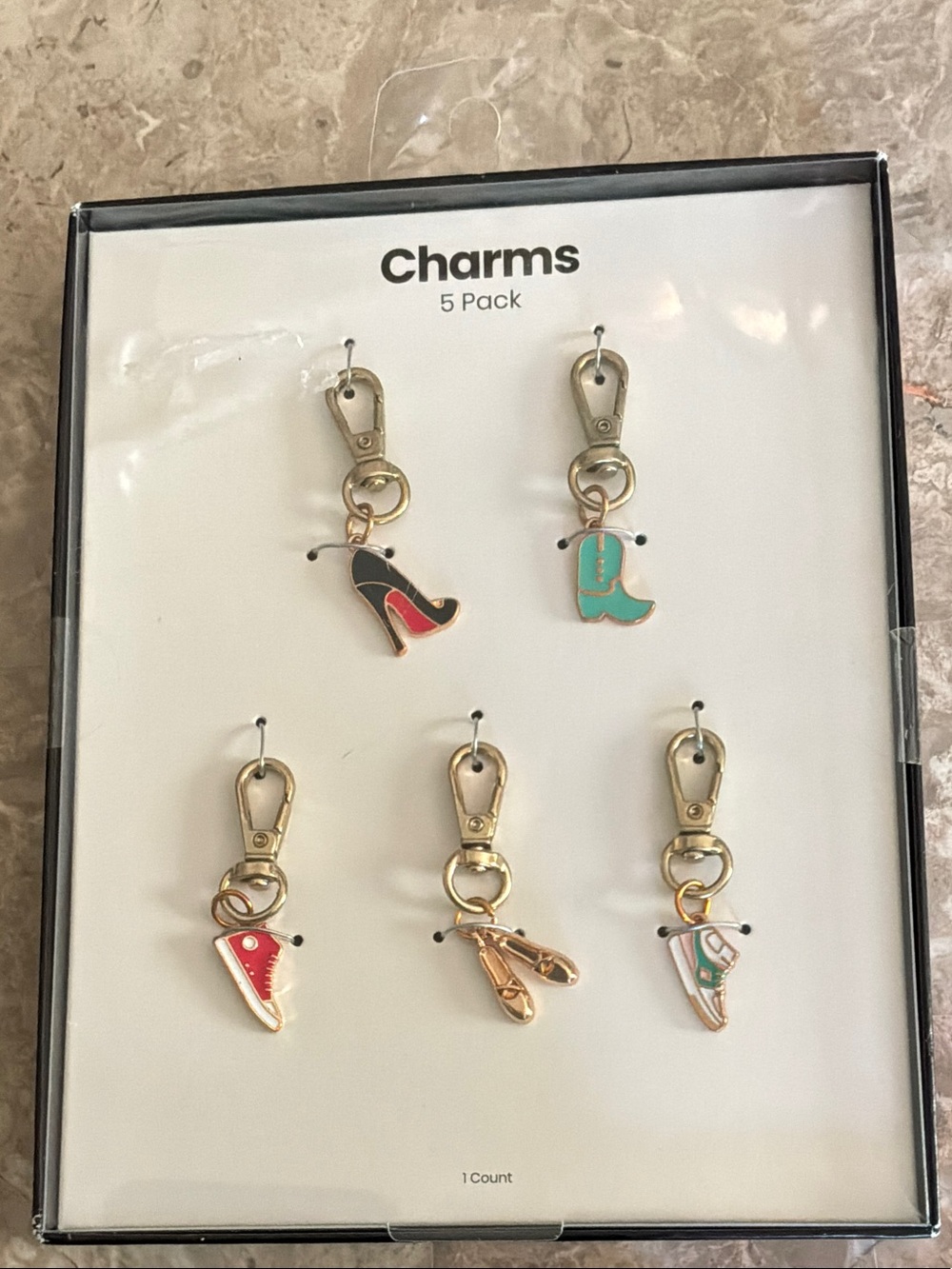 5-Pack Enamel Gold-Tone Shoe Charms